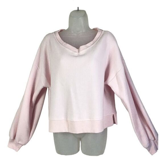 Wildfox Cobalt V-Neck Balloon Sleeve Sweatshirt in Soft Lilac Size Large - Picture 4 of 14